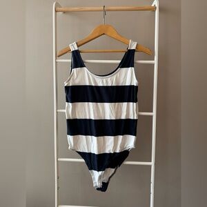 Striped Black and Navy Cotton Bodysuit